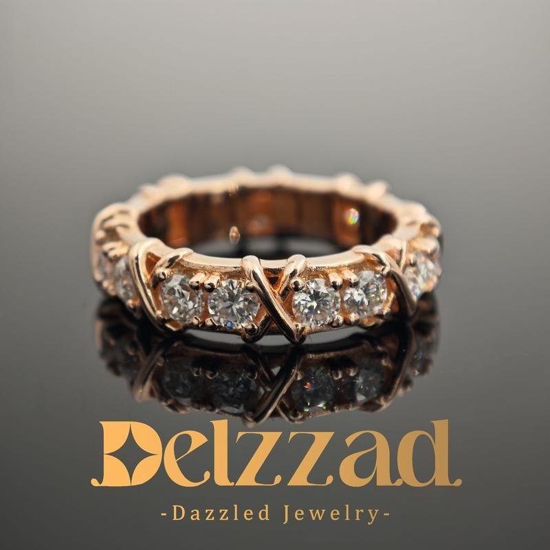 S925 VVS Synthetic Moissanite Cross Eternity Ring Gift For Wedding Anniversary