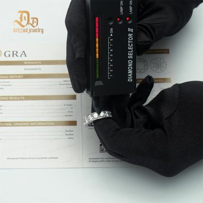 Delzzad S925 Round VVS Synthetic Moissanite Classic Eternity Ring Band Engagement Wedding Valentine's Day Gifts