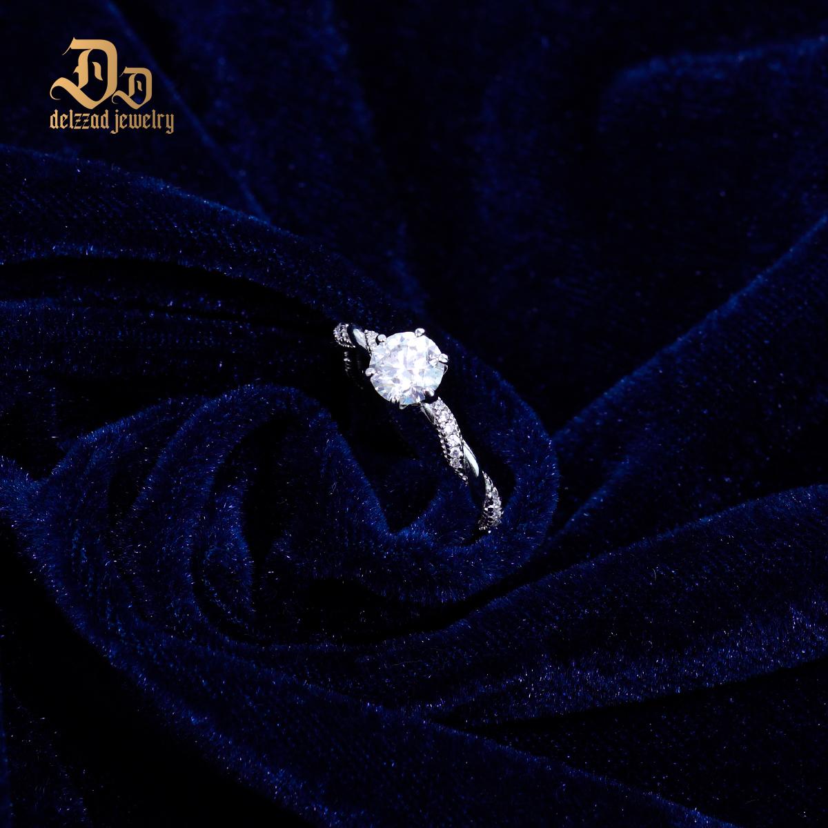 Delzzad 1ct Round Synthetic Moissanite Rope Ring In 925 Sterling Silver St Valentine's Day Gifts for Men Women