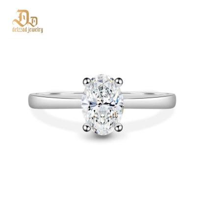 Delzzad S925 1ct Oval Cut VVS Synthetic Moissanite Solitaire Prong Promise Engagement Ring Anniversary Valentine's Day Gifts For Her