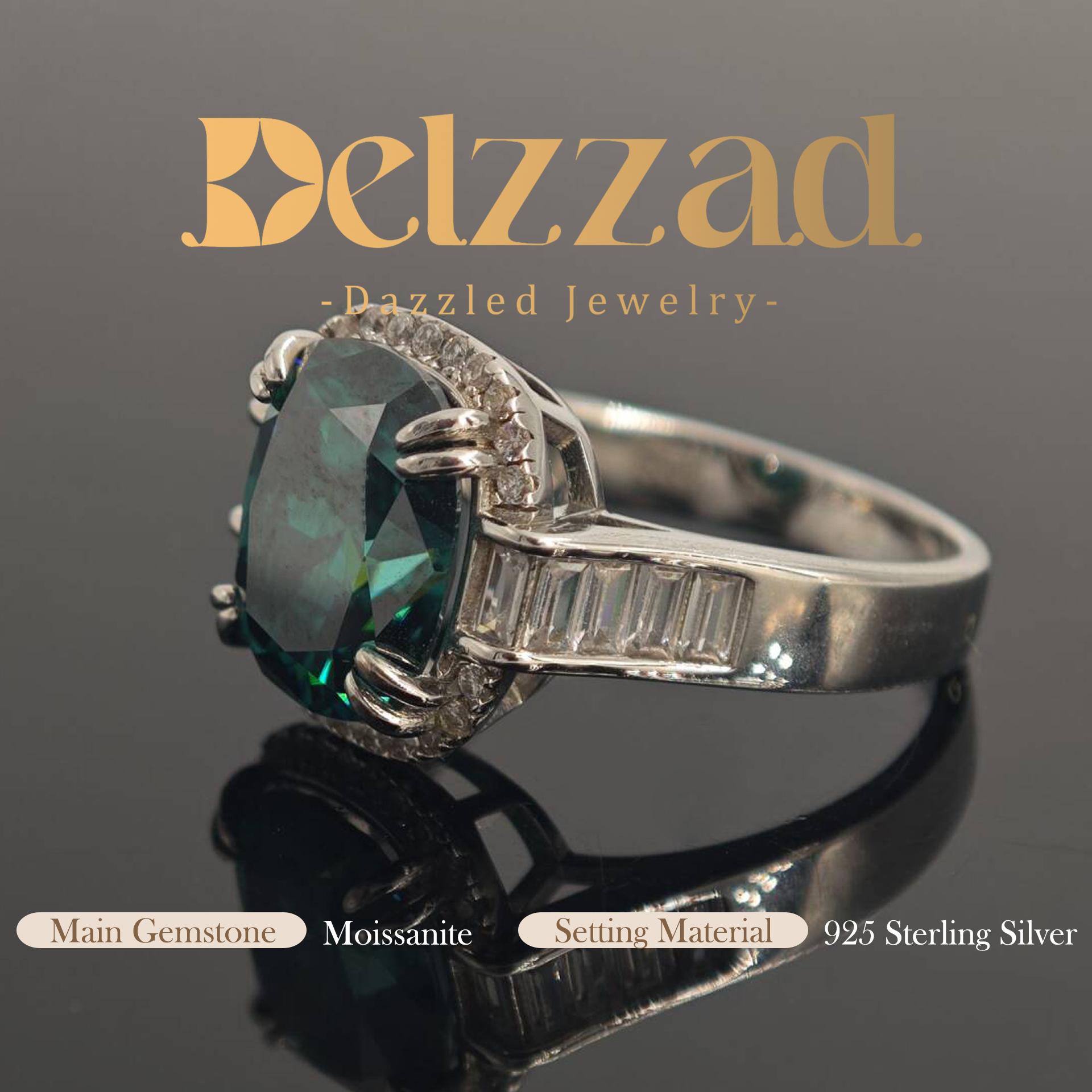 5ct Elongated Cushion Synthetic Moissanite Luxury Ring In 925 Sterling Silver