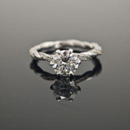 1ct Round Synthetic Moissanite Rope Ring In 925 Sterling Silver