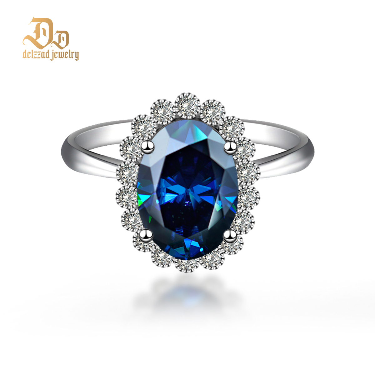 6ct Oval Synthetic Moissanite Halo Flower Ring In 925 Sterling Silver