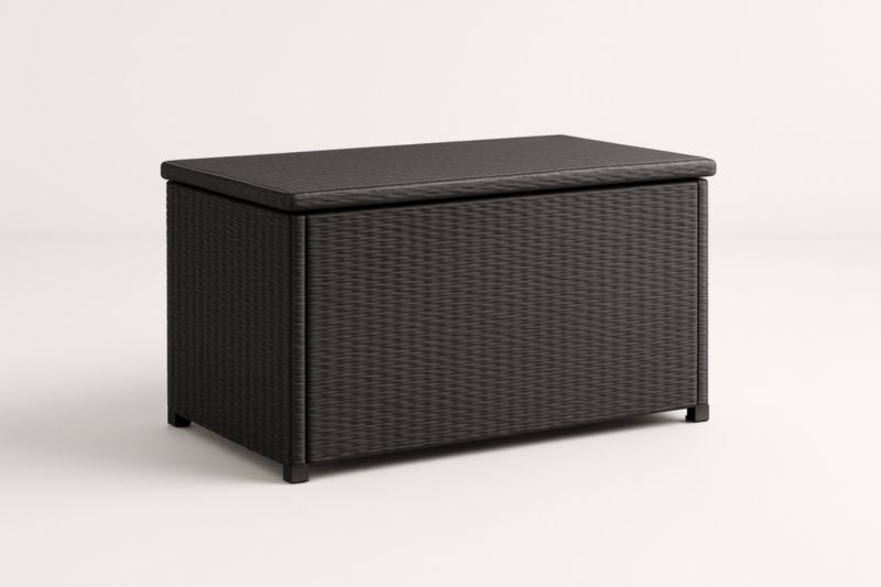 Coffre de Rangement en Résine Tressée Noir