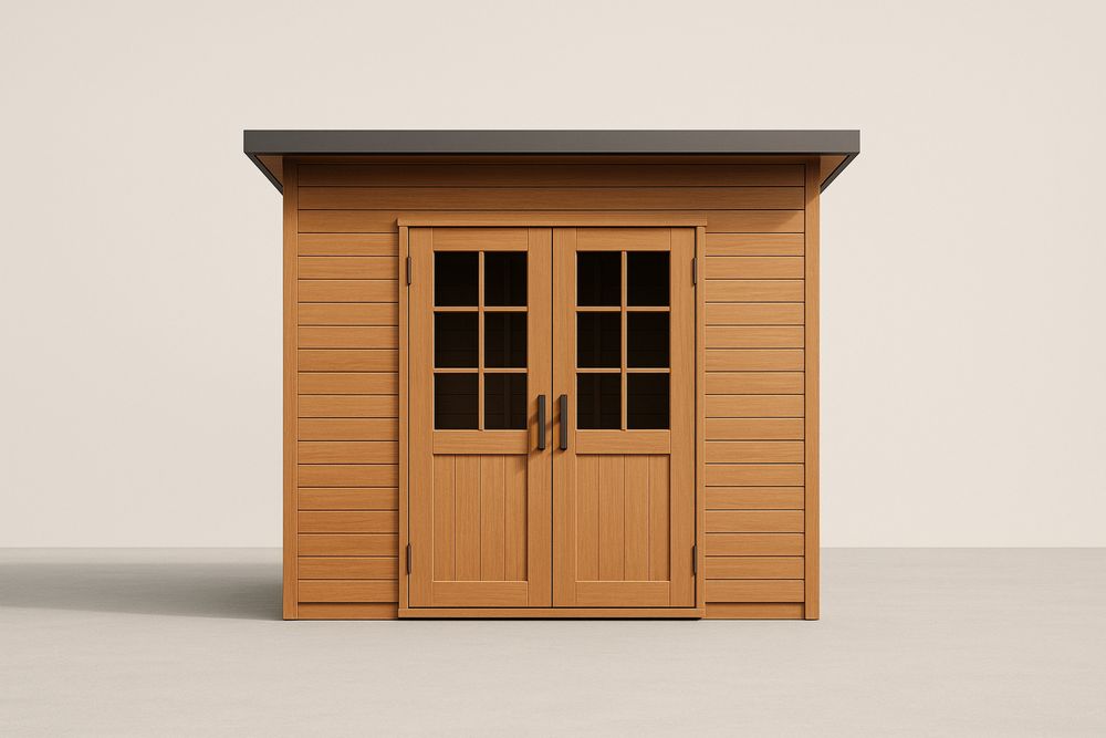 Abri de jardin en bois de pin avec double porte vitrée