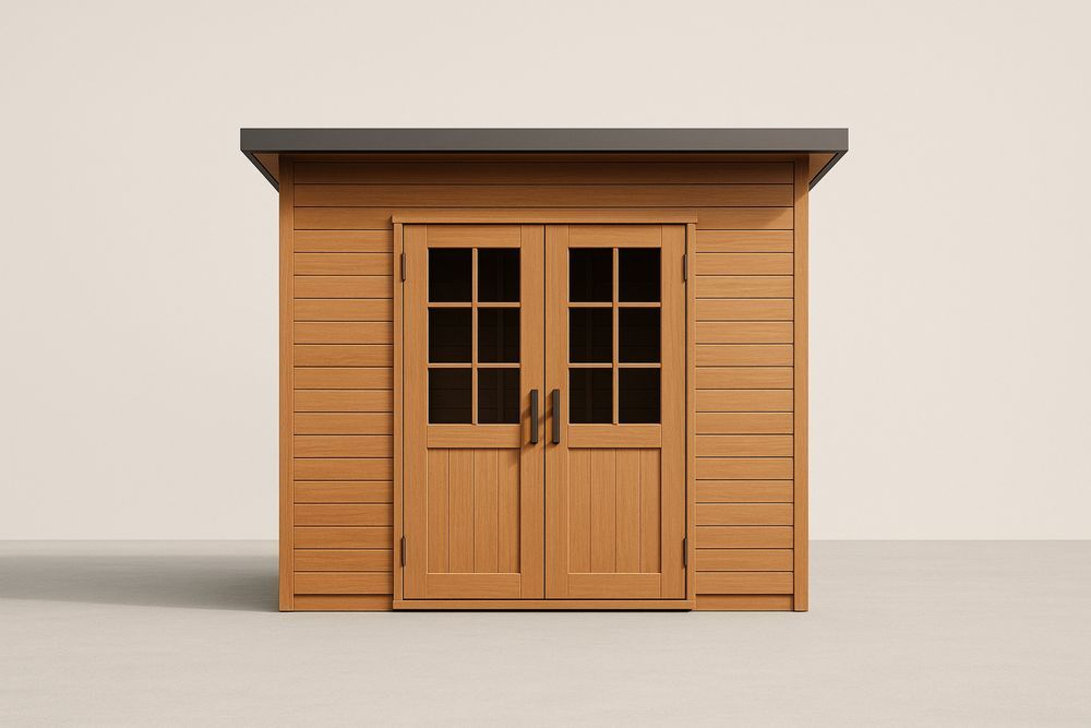 Abri de jardin en bois de pin avec double porte vitrée