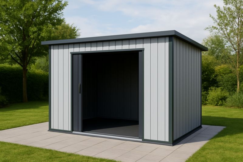 Abri de jardin en acier galvanisé 4m x 3m×2.1m Gris clair et Anthracite