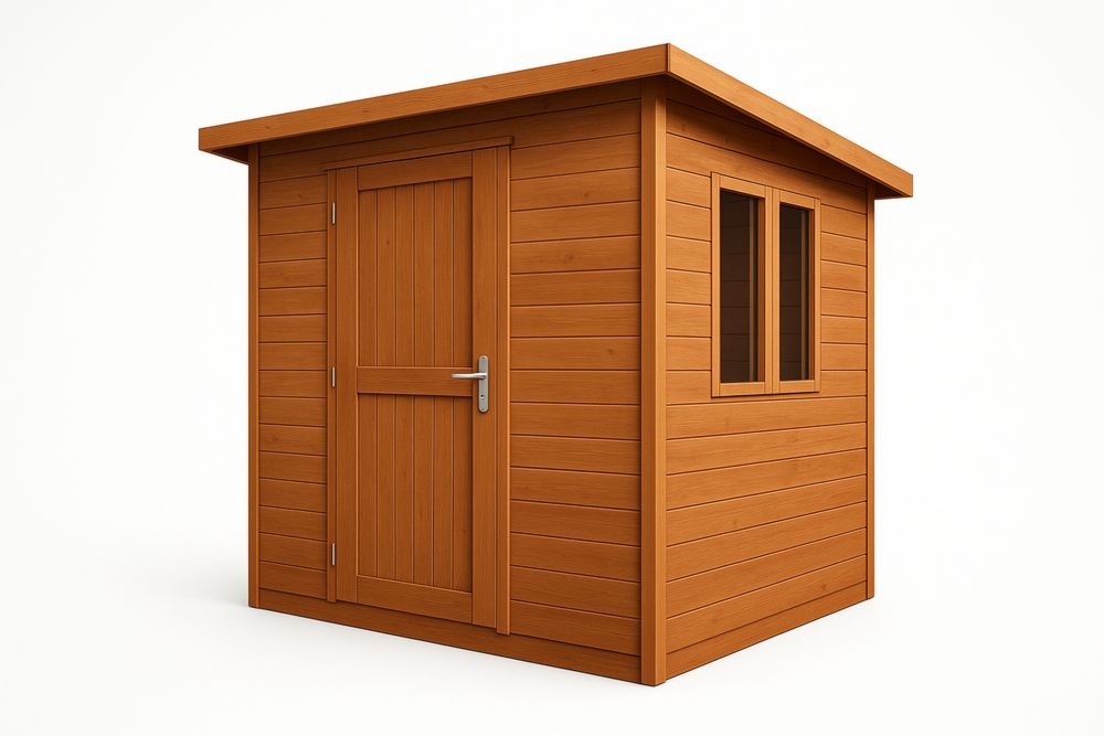 Abri de jardin en bois d'épicéa marron avec porte et fenêtre pour rangement