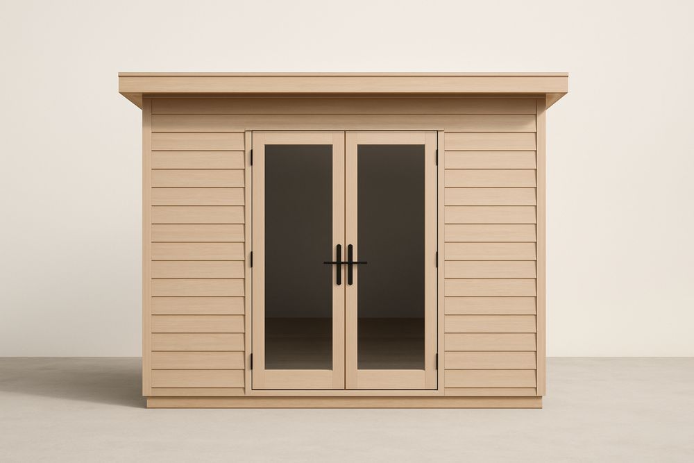 Abri de jardin en bois de pin beige avec portes en verre trempé 250x250x210 cm(L×l×H)