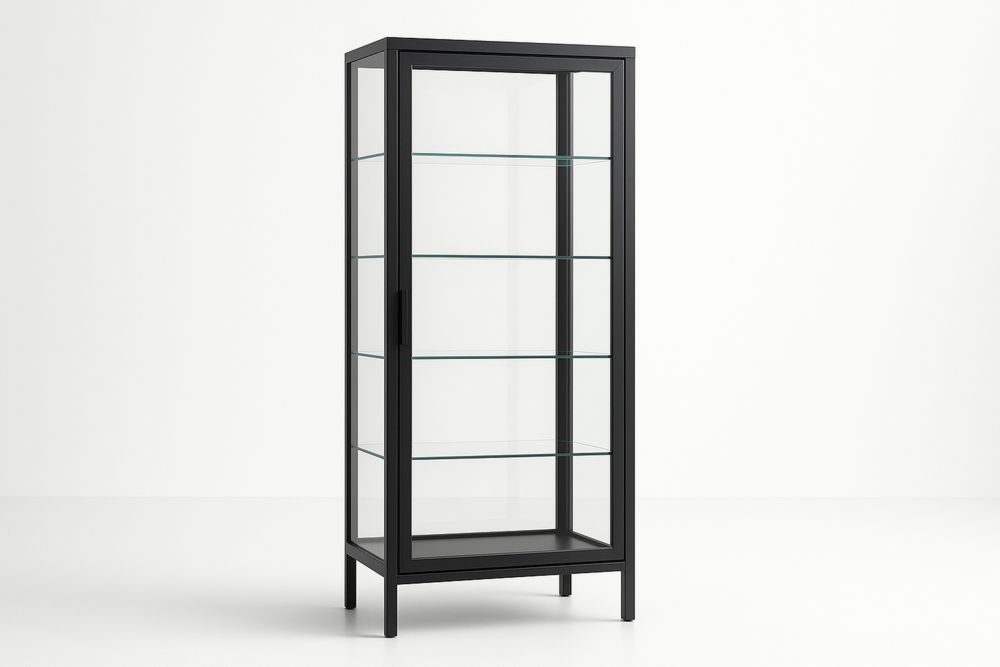 Étagère en acier et verre trempé noir