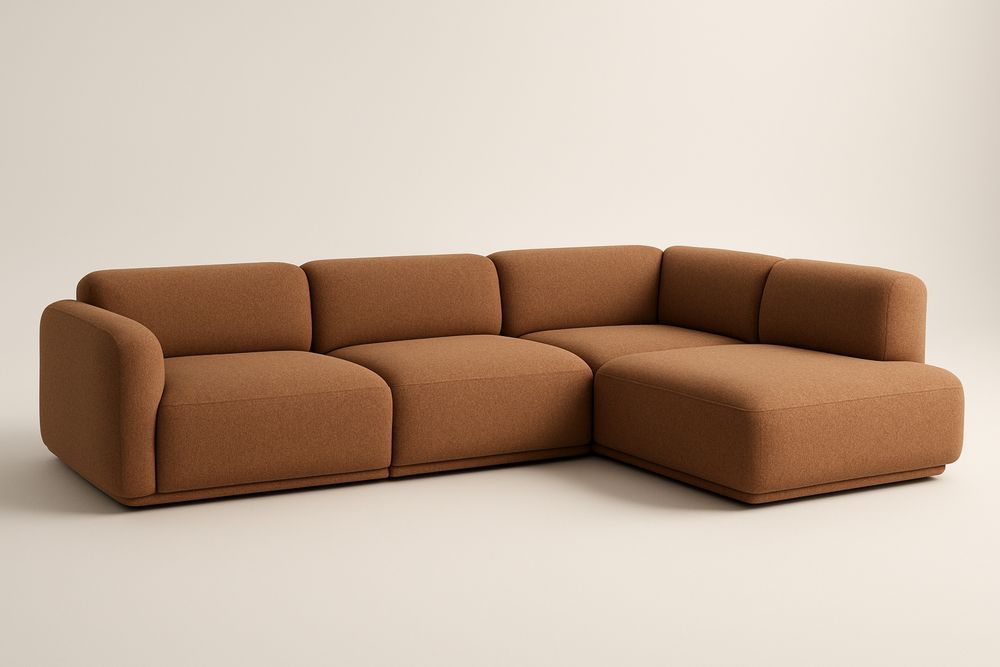 Canapé d'angle modulaire en tissu polyester marron