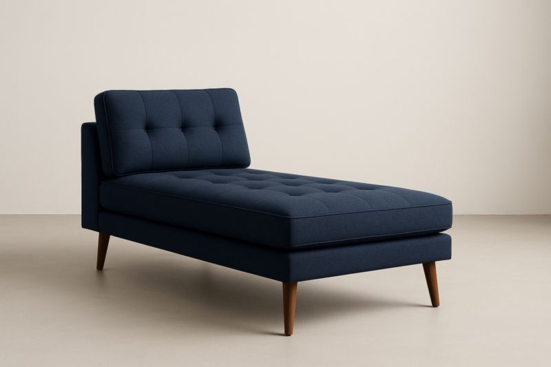 Méridienne en tissu bleu avec pieds en bois 190x80x85 cm