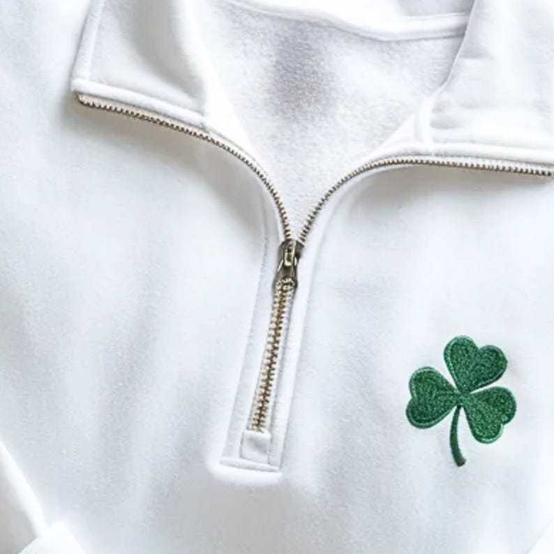 Shamrock Quarter Zip Sweatshirt, St. Patrick's Day Clover Shirt