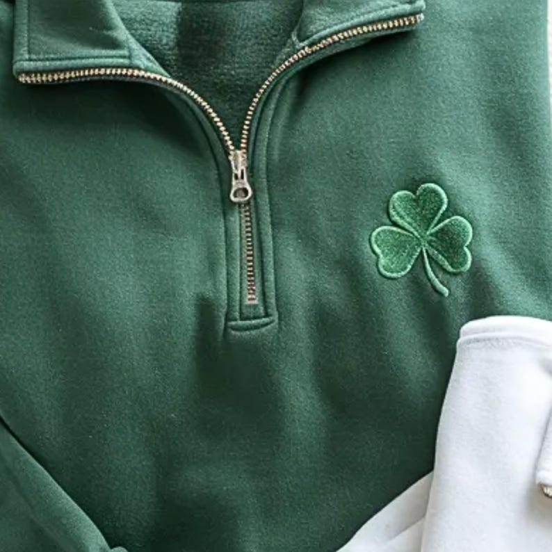  Shamrock Quarter Zip Sweatshirt, St. Patrick's Day Clover Shirt