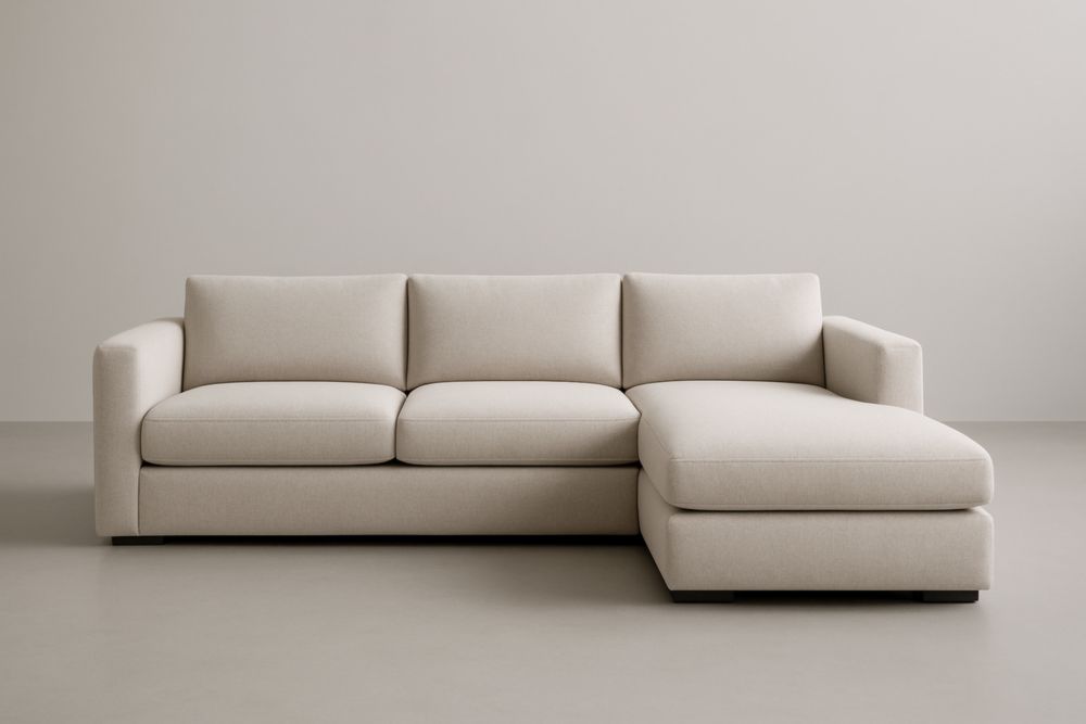 Divano angolare in tessuto di poliestere beige