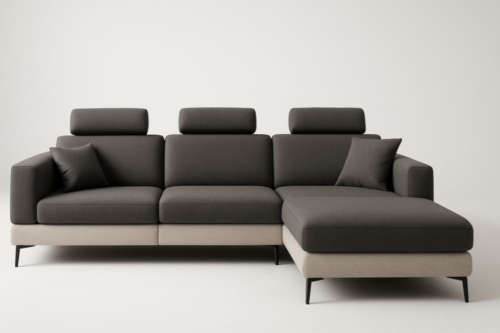 Divano angolare L grigio scuro tessuto poliestere