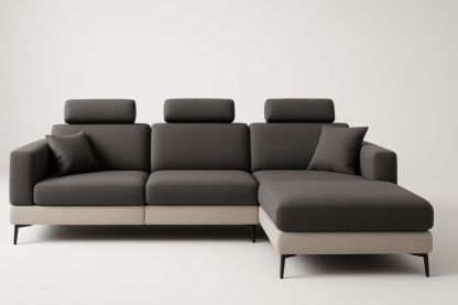 Divano angolare L grigio scuro tessuto poliestere