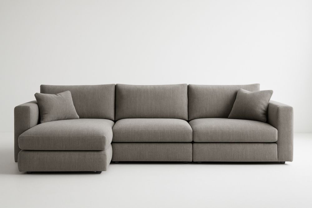 Divano angolare in tessuto poliestere L grigio