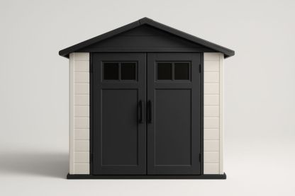 Capanno da giardino in resina nero e bianco con doppia porta