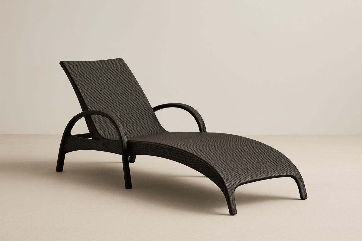 Outdoor Sun Lounger Aluminium Frame PE Rattan Brown 195cm x 65cm x 35cm