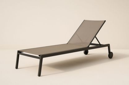 Outdoor Reclining Sun Lounger Aluminium Frame Taupe Mesh