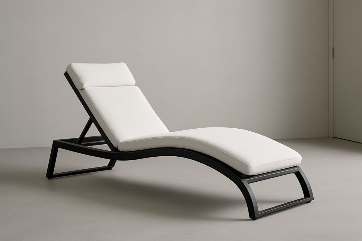 Outdoor Chaise Lounge Aluminium Frame with White Polyester Cushion