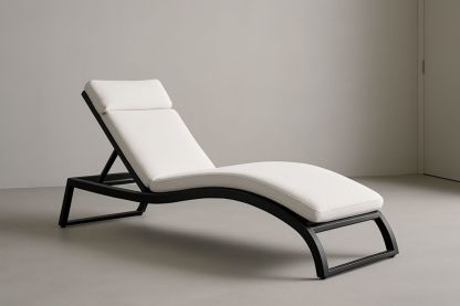 Outdoor Chaise Lounge Aluminium Frame with White Polyester Cushion