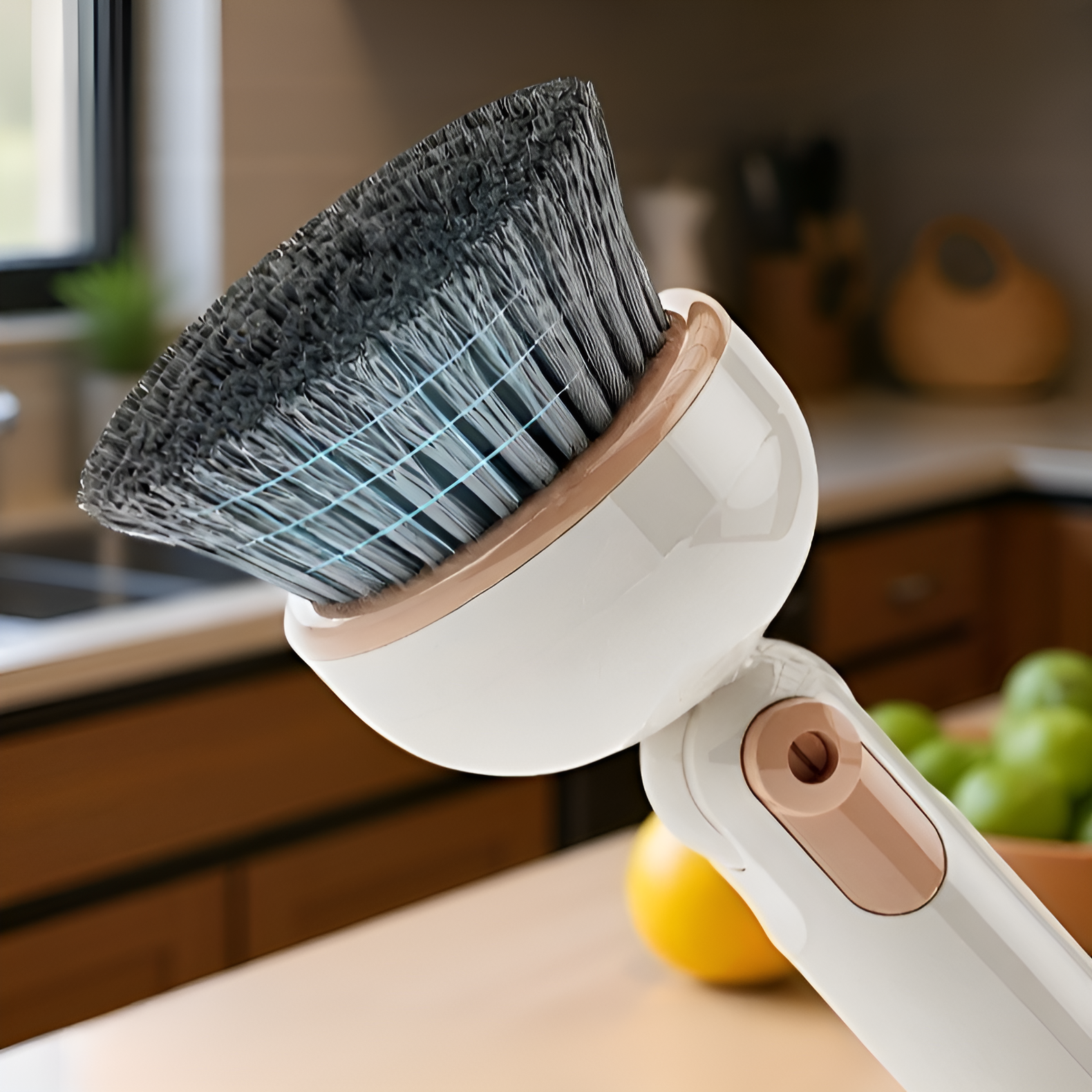 Uso del cepillo de mango largo en la limpieza de utensilios de cocina