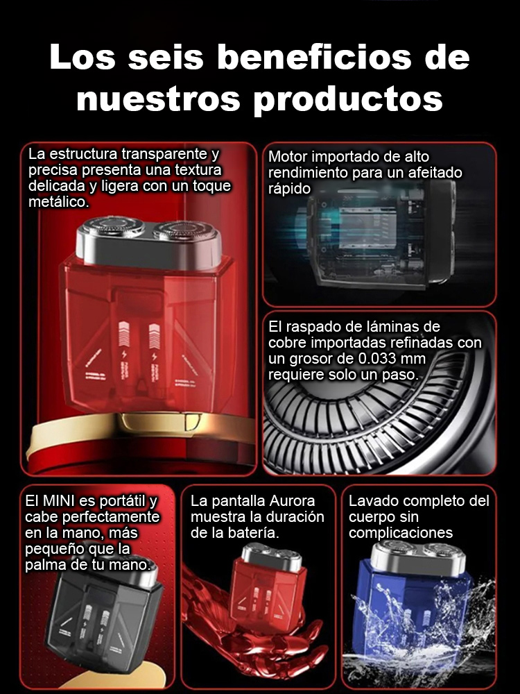 La afeitadora mecánica de moda.Afeitado limpio en 3 segundos, sin dejar manchas negras