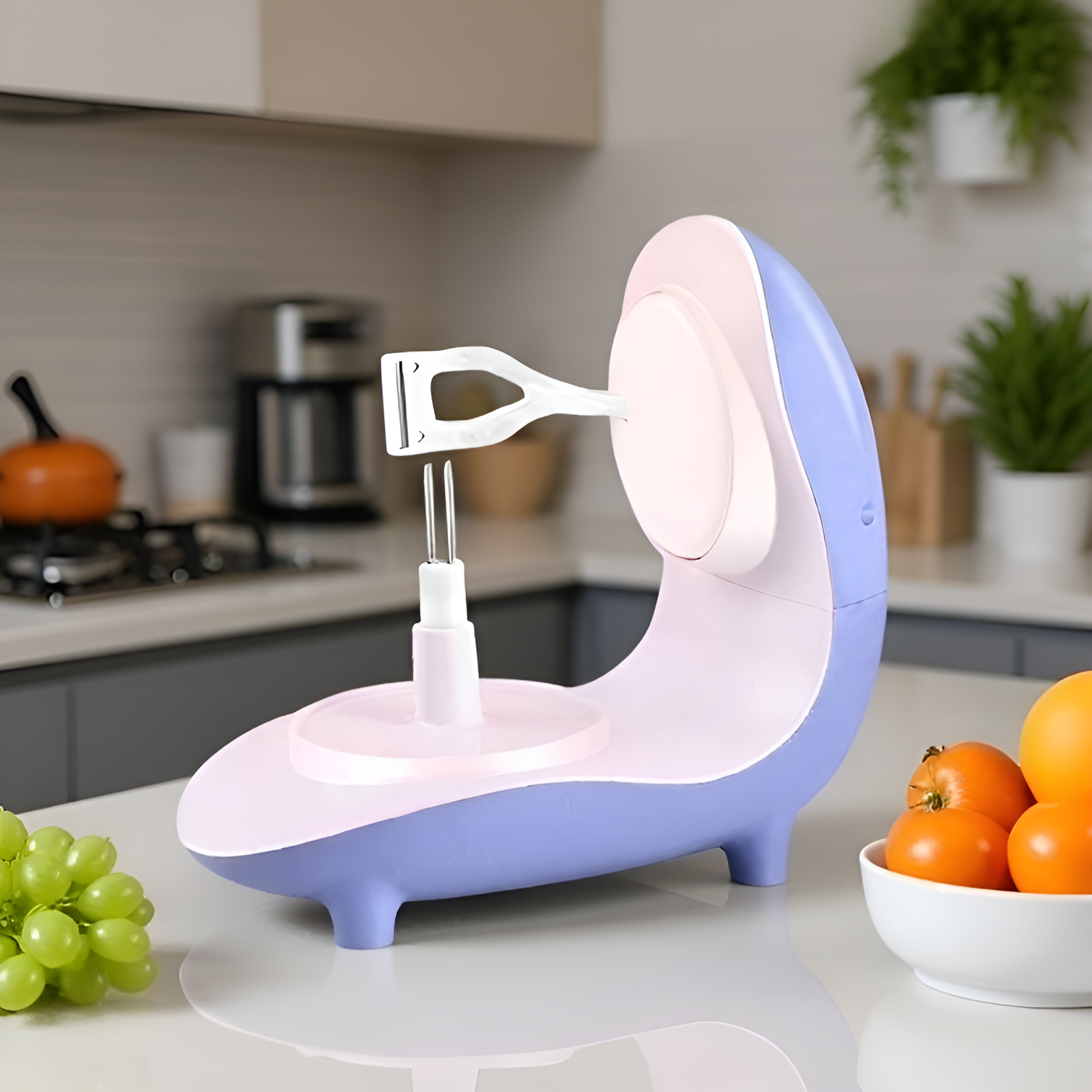 Pelador automático con frutas variadas