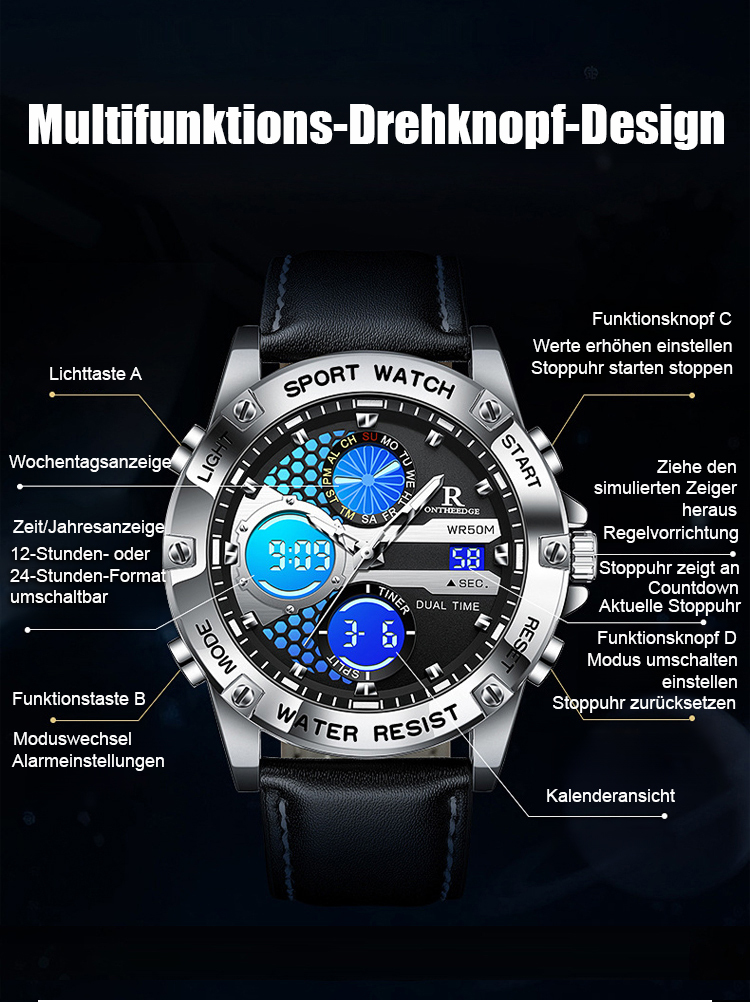 Der radikale Abverkauf aus der Manufaktur! ⌚️✨ – Leuchtende Herren-Quarzuhr mit Dualanzeige – nie wieder Batterien, nie wieder Laden.