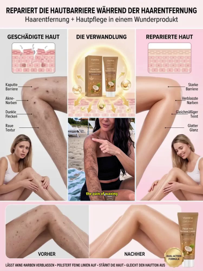 100% natürliche Enthaarungscreme mit Kokosöl✨ Seidenglatte Haut – Ganz ohne Schmerzen!