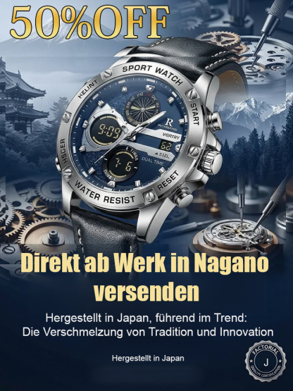 Der radikale Abverkauf aus der Manufaktur! ⌚️✨ – Leuchtende Herren-Quarzuhr mit Dualanzeige – nie wieder Batterien, nie wieder Laden.
