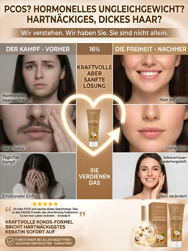 100% natürliche Enthaarungscreme mit Kokosöl✨ Seidenglatte Haut – Ganz ohne Schmerzen!