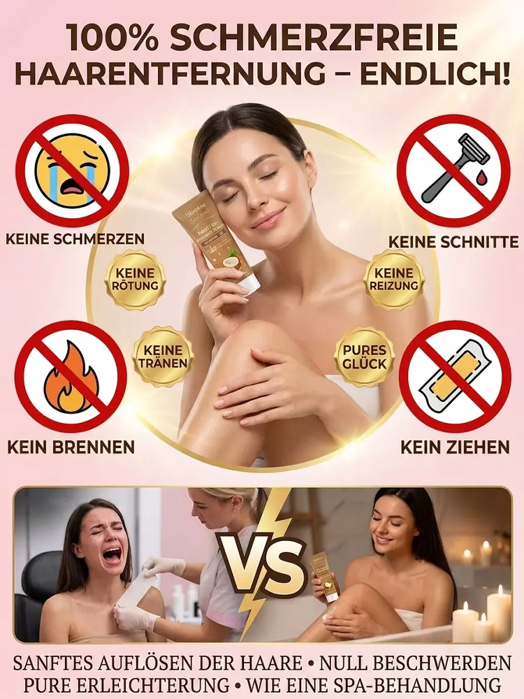 100% natürliche Enthaarungscreme mit Kokosöl✨ Seidenglatte Haut – Ganz ohne Schmerzen!