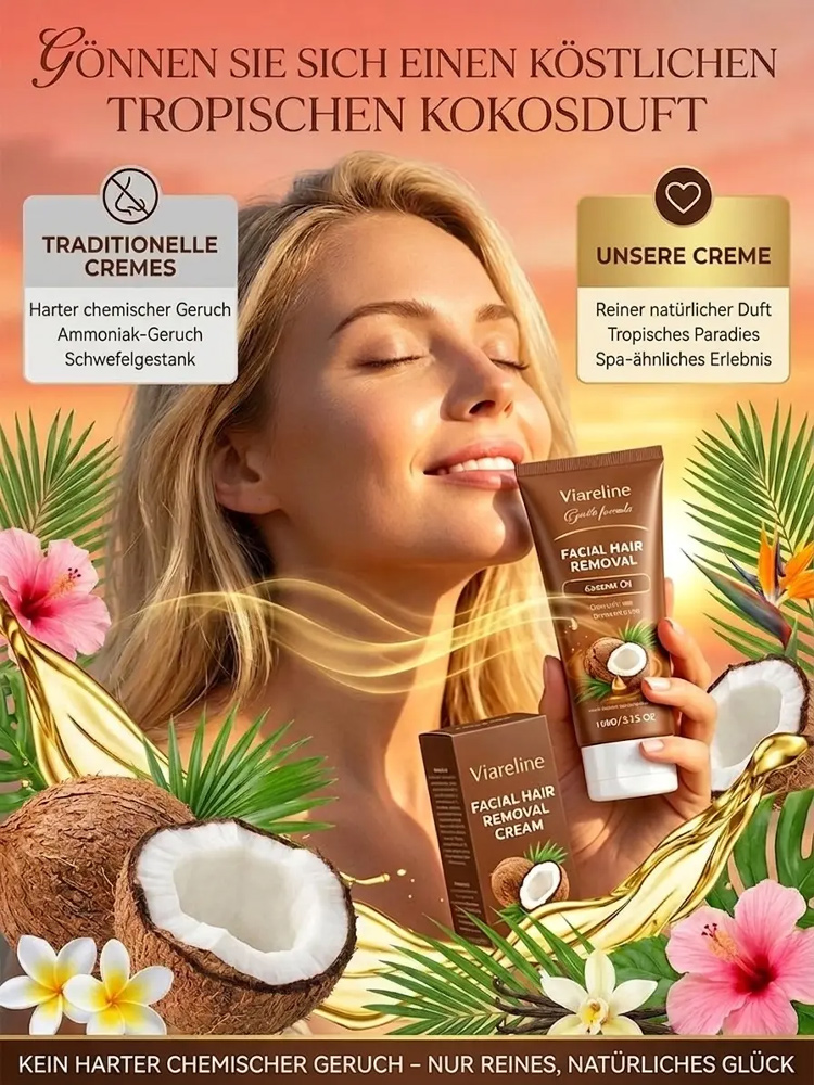 100% natürliche Enthaarungscreme mit Kokosöl✨ Seidenglatte Haut – Ganz ohne Schmerzen!