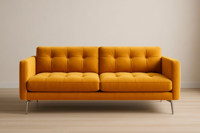 Canapé 2 Places Velours Jaune