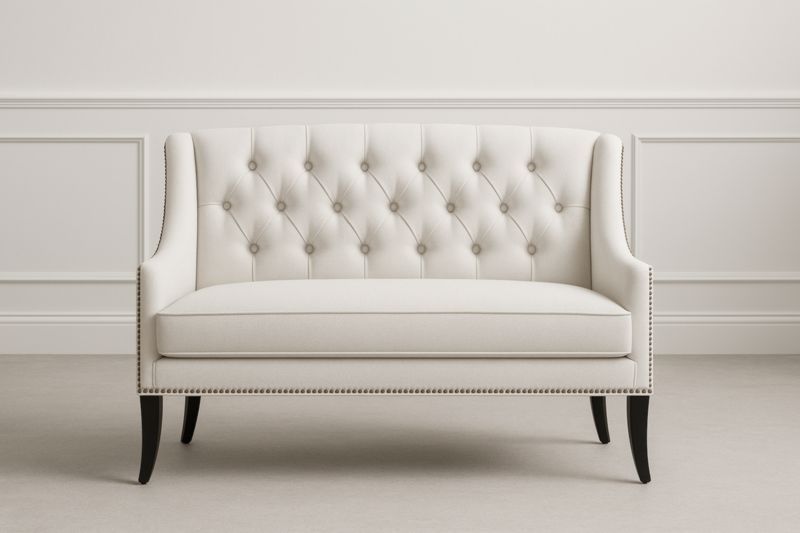 Canapé Loveseat Lin Bois Pieds Noirs 150×80×100 cm