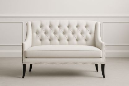 Canapé Loveseat Lin Bois Pieds Noirs 150×80×100 cm