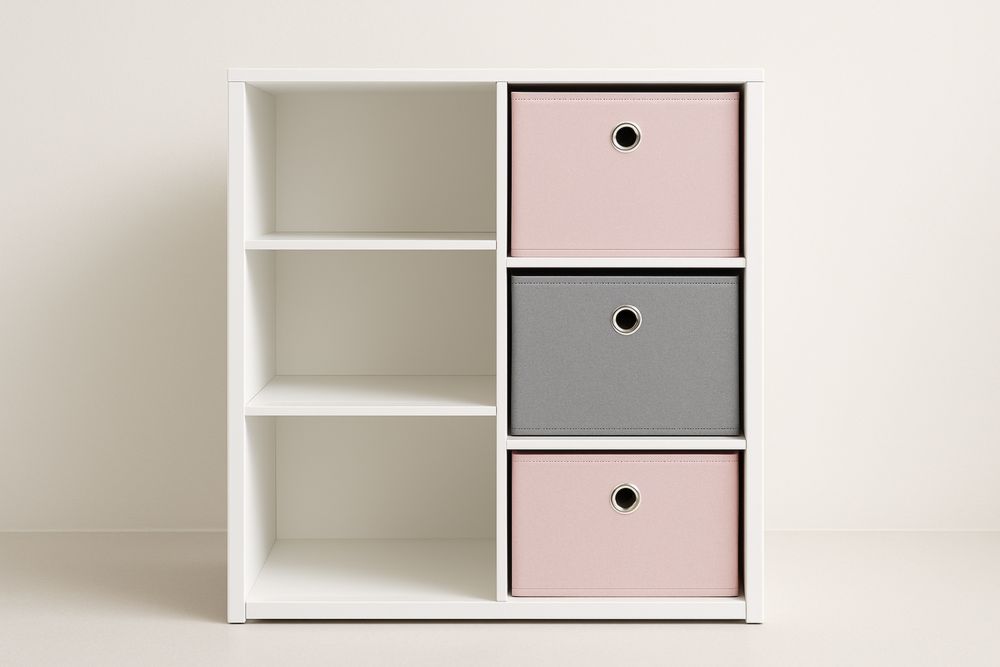 Étagère en MDF avec bacs en tissu polyester, 60x30x60 cm(L×l×H)