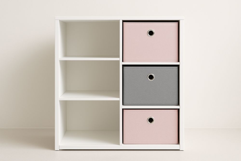 Étagère en MDF avec bacs en tissu polyester, 60x30x60 cm(L×l×H)