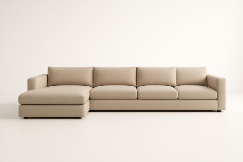 Canapé d'angle en tissu beige 4 places avec méridienne