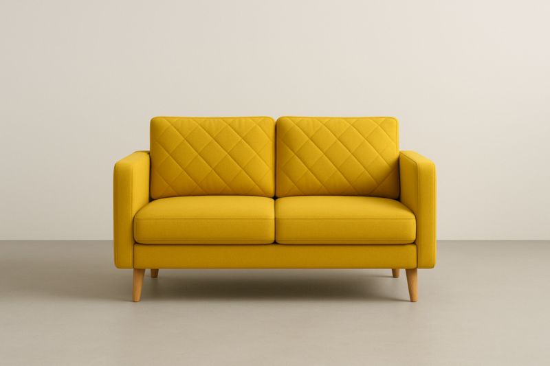 Canapé deux places en tissu polyester jaune