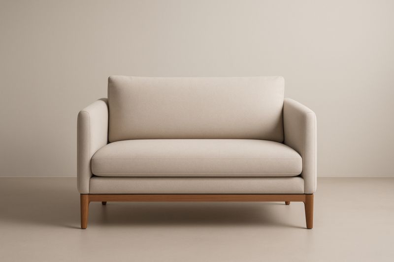 Canapé 2 Places Bois Tissu Beige