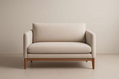 Canapé 2 Places Bois Tissu Beige