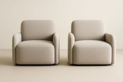 Lot de 2 fauteuils de loisirs en tissu beige