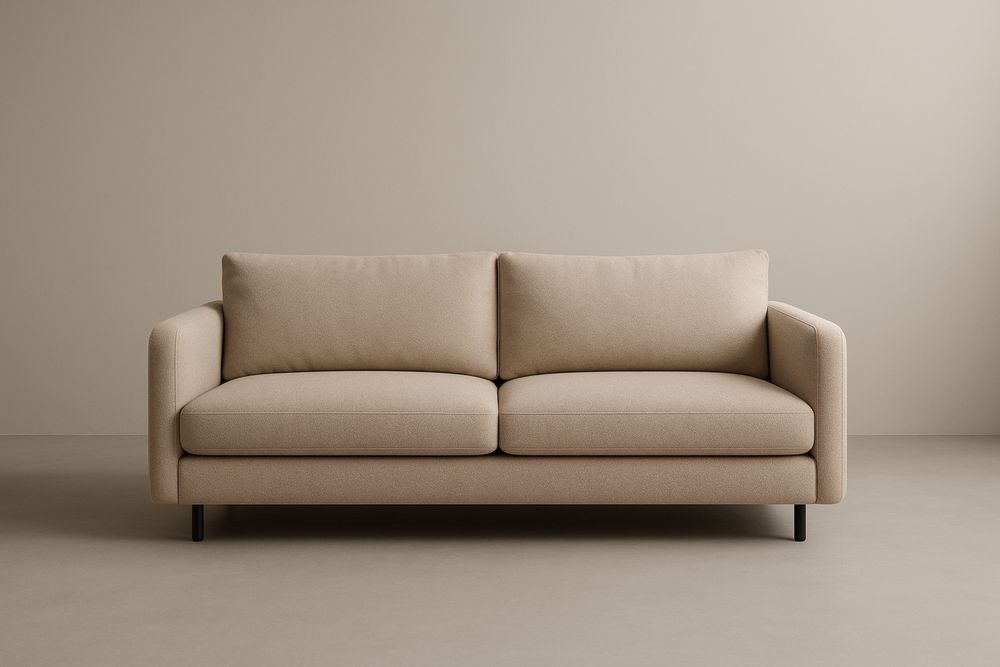 Canapé 2 Places Polyester Beige, avec coussins