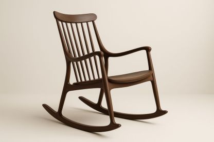 Chaise Berçante en Bois Massif Noyer