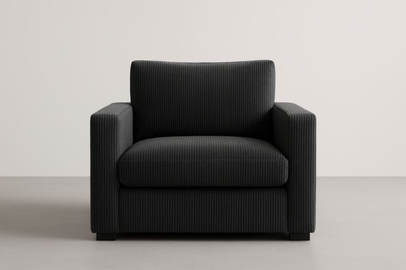 Fauteuil en velours côtelé Noir 90x100x85 cm