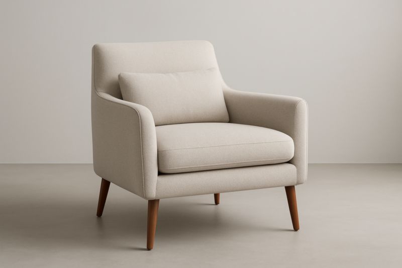 Fauteuil en tissu avec pieds en bois massif Beige